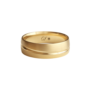 Aliança de Casamento Ouro 18k Trabalhada Anatômica - 7mm Goldfinger